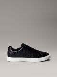 Black Leather Emblem Logo Pattern Sneakers  Women