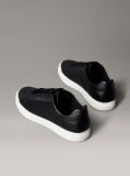 Black Leather Emblem Logo Pattern Sneakers  Women