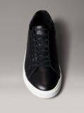 Black Leather Emblem Logo Pattern Sneakers  Women