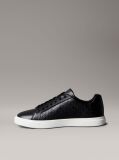 Black Leather Emblem Logo Pattern Sneakers  Women