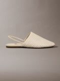 Beige Leather Slingback Mules  Women