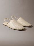 Beige Leather Slingback Mules  Women