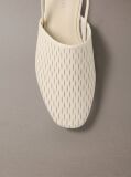 Beige Leather Slingback Mules  Women
