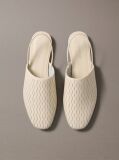 Beige Leather Slingback Mules  Women
