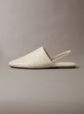 Beige Leather Slingback Mules  Women