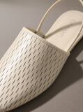 Beige Leather Slingback Mules  Women