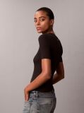 Black Slim Ribbed Modal T-shirt  Women