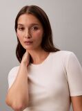 White Slim Ribbed Modal T-shirt  Women