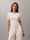 White Slim Ribbed Modal T-shirt  Women