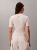 White Slim Ribbed Modal T-shirt  Women