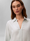Green Linen Blend Tunic Shirt  Women