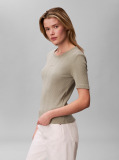 Green Ribbed Half Sleeve T-Shirt  Women