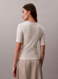 White Ribbed Half Sleeve T-Shirt  Women