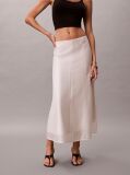 White Voile A-line Midi Skirt  Women