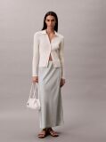 Green Satin A-line Maxi Skirt  Women