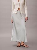 Green Satin A-line Maxi Skirt  Women