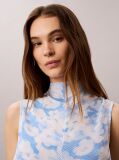 Multi Printed Plisse Mock Neck Sleeveless Top  Women
