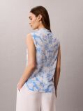 Multi Printed Plisse Mock Neck Sleeveless Top  Women