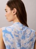 Multi Printed Plisse Mock Neck Sleeveless Top  Women
