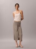 Brown Draped Plissé Midi Skirt  Women