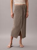 Brown Draped Plissé Midi Skirt  Women