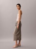 Brown Draped Plissé Midi Skirt  Women