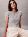 Grey Slim Cropped Monogram T-shirt  Women