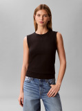 Black Logo Patch Ribbed Tank Top  Women