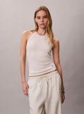 White Linen Blend Halter Top  Women