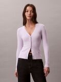 Purple Slim Cable Knit Cardigan  Women