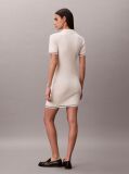 White Cable Knit Tipped Mini Polo Dress  Women