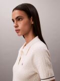 White Cable Knit Tipped Mini Polo Dress  Women