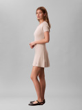 Beige Ribbed Cotton Flared Mini Dress  Women