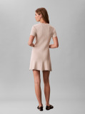 Beige Ribbed Cotton Flared Mini Dress  Women