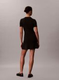 Black Ribbed Cotton Flared Mini Dress  Women