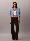 Blue Boxy Cropped Denim Shirt Vintage  Women