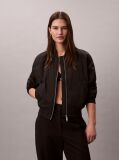 Black Lightly Padded Nylon Bomber Jacket  Women