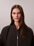 Black Lightly Padded Nylon Bomber Jacket  Women
