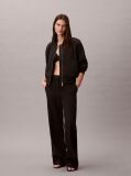 Black Lightly Padded Nylon Bomber Jacket  Women