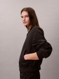 Black Lightly Padded Nylon Bomber Jacket  Women