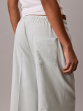 Green Linen Blend Wide Leg Trousers  Women
