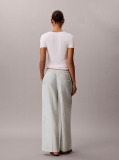 Green Linen Blend Wide Leg Trousers  Women