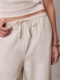 White Linen Blend Wide Leg Trousers  Women