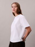 Λευκό Άνετο T-shirt Με Κεντητό Λογότυπο  Γυναίκα