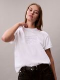 Λευκό Άνετο T-shirt Με Κεντητό Λογότυπο  Γυναίκα