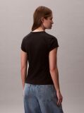 Μαύρο T-shirt Με Slim Γραμμή Και Varsity Λογότυπο   Γυναίκα