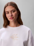 White Metallic Monologo Sweatshirt  Women