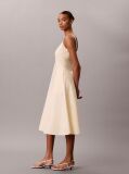 Beige Cotton Poplin Midi Dress  Women