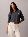 Blue Monologo Terry Cropped Hoodie  Women