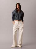 Blue Monologo Terry Cropped Hoodie  Women